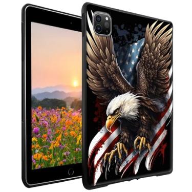 Imagem de GFRGTFHYT Capa para iPad Pro de 11 polegadas (M4, 5ª geração 2024) fina e leve de silicone TPU macio à prova de choque e proteção da câmera para iPad Pro 11 polegadas 2024, bandeira americana águia