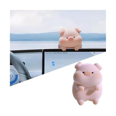 Imagem de LKAHG Enfeite de espelho retrovisor de carro fofo animal peludo, estatuetas engraçadas de porquinho decoração de painel de tela central de veículos, pingente de decoração de interiores automotivos