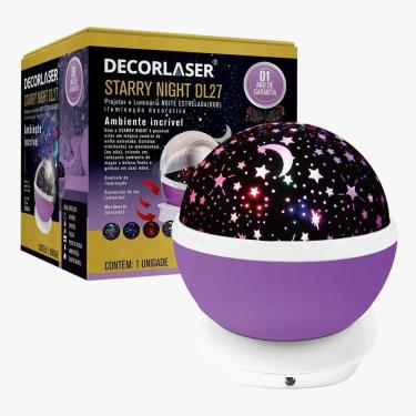 Imagem de Luminária Abajur Gira Projetor Estrelas LED RGB Starry Night Decorlaser Roxo