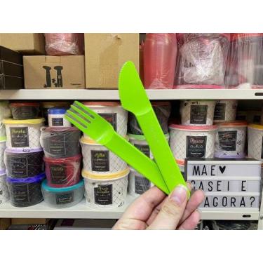 Imagem de Kit de Talheres Verde - Garfo e Faca Tupperware