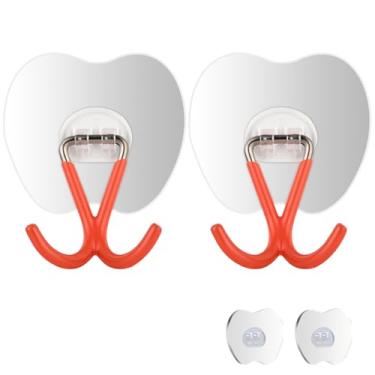 Imagem de Ganchos de parede adesivos grandes, capacidade de peso de 34 kg, almofada GG de 8,5 x 7,5 cm para parede, com almofada adesiva extra, sem broca, ganchos duplos autoadesivos montados na parede para