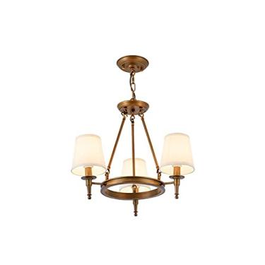Imagem de Lustre de 3/6/8/10 luzes com abajur de tecido moderno, simples, pendente de ferro, luz suspensa para quarto, cozinha, garagem, sala de estar, sala de jantar (cor: bronze, tamanho: 3 cabeças)
