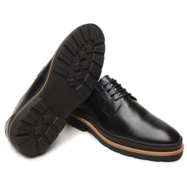 Imagem de Sapato Derby Masculino Turunelli – Modelo Londres em Couro Legítimo com Conforto Premium e Estilo Clássico Couro Preto - Forrado em couro - Palmilha de gel - Confortavel e elegante (BR, Adulto, Numérico, 37)