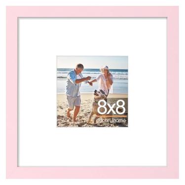 Imagem de decorUhome Porta-retrato 20 x 20 cm, exiba imagens 10 x 10 cm com tapete ou 20 x 20 cm sem tapete, moldura de parede e mesa, rosa, 1 pacote