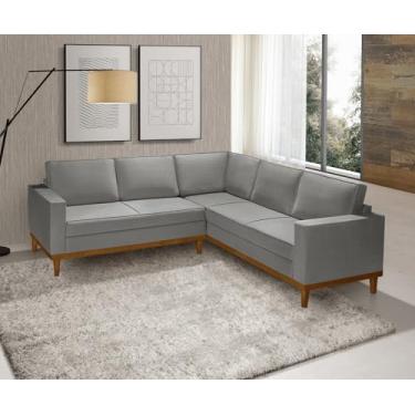 Imagem de Sofá de Canto Para Ambientes Integrados Linha Toronto Moderno 5 Lugares - Veludo Cinza