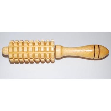 Imagem de Massageador corporal em Madeira, Design Espiga, Manual, Drenagem Linfática e Relaxamento, 23 cm