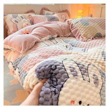 Imagem de Conjunto de capa de colcha de inverno, conjunto de capa de colcha de veludo coral de veludo de leite quente espesso, capa de edredom super macia completa (cor: 1, tamanho: cama de 2,0 m - 220 x 240 cm