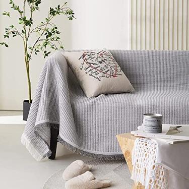 Imagem de Cobertor grande, macio e aconchegante simples cor sólida reversível cobertor grande e cobertor para sofá-cama poltrona, cinza, 90 x 250 cm (amarelo 90 x 150 cm) (cinza 230 x 275 cm)