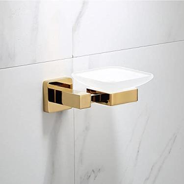 Imagem de Toalheiro de metal dourado de luxo para banheiro suporte de papel suporte de escova de vaso sanitário suporte de toalha gancho fileira gancho barra de atividade, gancho duplo (saboneteira)