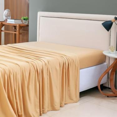 Imagem de Lençol de Cima King Malha 100% Algodão Avulso sem Elástico Mostarda
