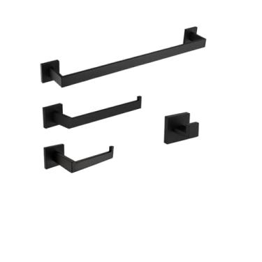 Imagem de Ferragens de banheiro preto fosco para banheiro toalheiro de aço inoxidável 304 suporte de papel higiênico suporte de sabão líquido barra de toalha vaso sanitário moderno (conjunto de 2 barras 60 cm