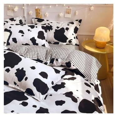 Imagem de Lindo conjunto de capa de edredom com estampa de corvo cereja laranja solteiro casal tamanho queen com fronhas de lençol plano (B solteiro 4 peças 150 x 200)