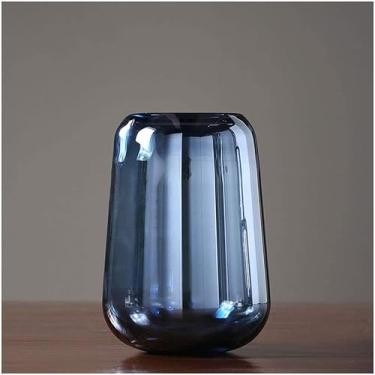 Imagem de CYYHGD Vasos de vidro para decoração de casa, vaso de vidro azul para decoração de secretária, 7,0/9,4/12,2 polegadas, vasos (C) ()