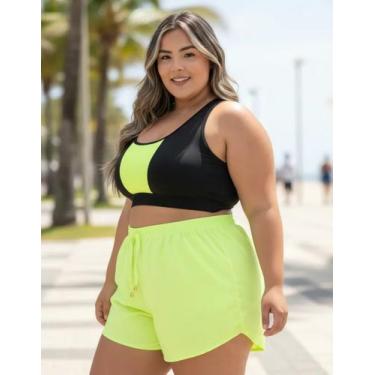 Imagem de Short Saída De Praia Feminino Plus Size Bermuda Tactel De Banho Piscin