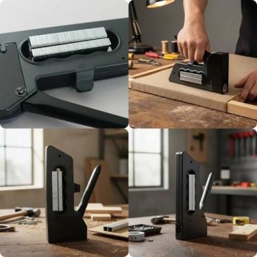 Imagem de Grampeador Tapeceiro Profissional Com 100 Grampos 8mm Preto Ferramenta