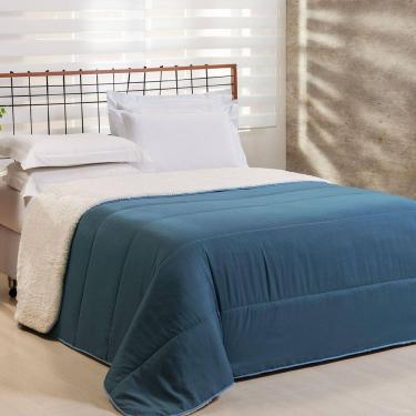 Imagem de Edredom Queen Coberdrom Flupy Percal/Sherpa 1 Peça - Azul