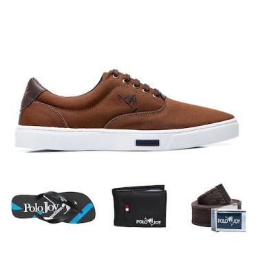 Imagem de Sapatênis Casual Kit com Chinelo Carteira Cinto Dia a Dia - Polo Joy, 