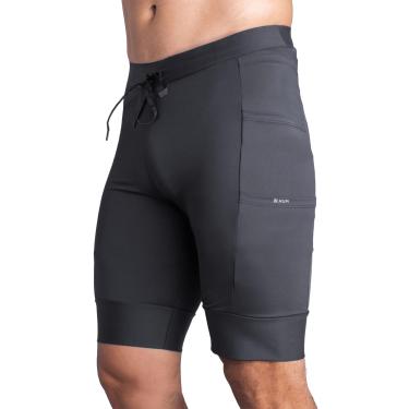 Imagem de Bermuda Compressão Masculina Hupi Run Canguru, Cor: Preto, Tamanho: M