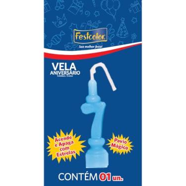 Imagem de Vela de Aniversário Número 7 Azul, Festcolor