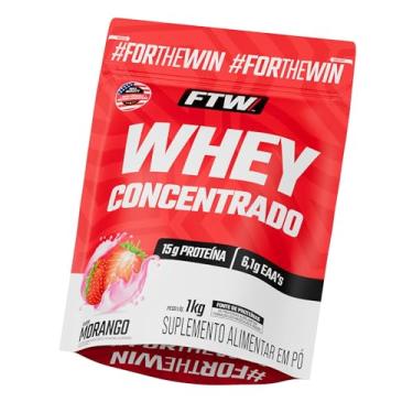 Imagem de FTW Whey Concentrado com Proteína Concentrada WPC, Suplemento Alimentar em Pó com 15g de Proteína por Porção, Rico em Aminoácidos Essenciais, Sem Glúten – Refil 1KG (Morango)