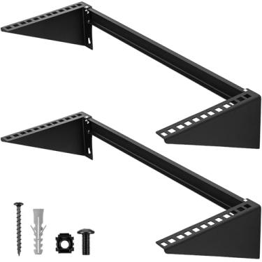 Imagem de Zonon 2 peças de rack vertical montável na parede de 4u 40,8 cm, suporte de painel de remendo de aço laminado a frio, incluindo ferragens para montagem