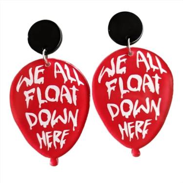 Imagem de Brincos vermelhos de Halloween, borboleta, fantasma, balão, baralho, cartas de baralho Queen, brincos pendentes de acrílico, bijuteria de festa de Halloween para mulheres, Zinco, Sem pedra preciosa