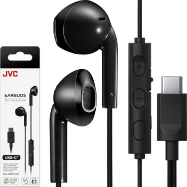 Imagem de JVC Fones de ouvido USB-C com fio, sem atraso para vídeos e jogos, DAC integrado reduz ruído e melhora som, drivers de neodímio 10,7 mm - HAFR17UCB (preto)