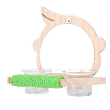 Imagem de Haofy Poleiro de Madeira Pendurado Alimentador Tigela Espelho Plataforma Pássaro Poleiro Suporte Com Tigela de Aço Inoxidável para Calopsita Lovebird Periquito Pequenos Papagaios