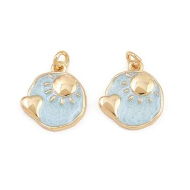 Imagem de Ipotkitt Latão esmaltado borboleta coração flor água-viva sol morango olho turco pingentes de milho para artesanato faça você mesmo, joias, pulseiras, colar, brincos, chaveiros, Esmalte, Sem Pedra