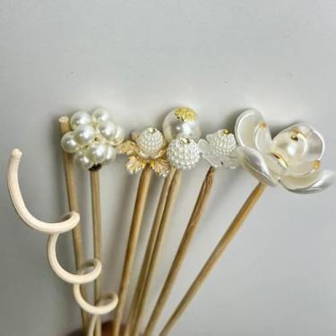 Imagem de Kit de Varetas Perolizadas para Difusores de Ambiente Decorativas para Perfumar Decorar Casa (PEROLIZADAS C/DOURADO)