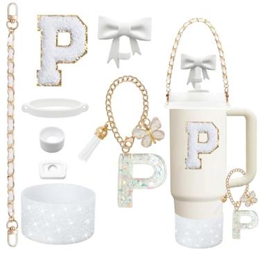 Imagem de Conjunto de acessórios de copo Stanley de 8 peças para copo Stanley Cup de 850 g 1,134 g com alça, incluindo tampa de palha e bota, tampa à prova de derramamento, pingente de alça, adesivo de iniciais