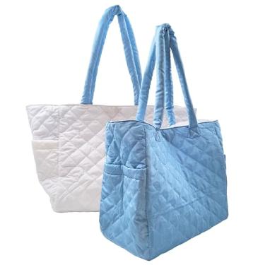 Imagem de K. Carroll Accessories Bolsa de nylon reversível grande (azul claro/branco)