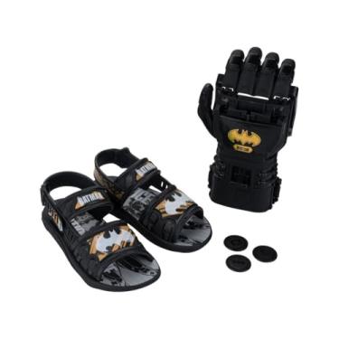 Imagem de Sandália Infantil Menino Liga da Justiça Action Grendene Kids Batman Preto ou Super Man Azul Com Luva Interativa (Preto, BR, Criança de 4 a 8 anos, Numérico, 25)