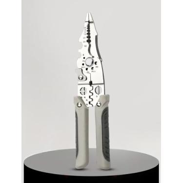 Imagem de 1 alicate multifuncional de cortador de fio de aço inoxidável e descascador, alicate elétrico para fiação, corte, decapagem, crimpagem, torção, construção de metal para uso doméstico.
