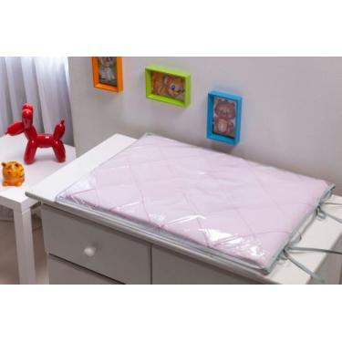 Imagem de Trocador para comoda de Bebê Bordado Nervurado Rosa com cinza Luxo Qua