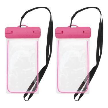 Imagem de 2 peças luminosas bolsa impermeável rosa vermelha capa universal à prova d'água compatível com telefone 12,5 x 24,5 cm contagem