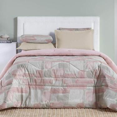 Imagem de Edredom Maris Queen 200 Fios Estampado Floral Quadri Rosê - Casa Scarp