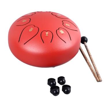 Imagem de RiToEasysports Tambor de Língua de Aço Worry Ativa o Tambor Handpan de Criatividade para Entretenimento 8 Nota (Vermelho)