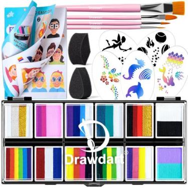 Imagem de Kit de pintura facial Drawdart Professional com estêncil 12x10g