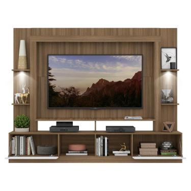 Imagem de Rack Estante com Suporte Tv 65´´ Leds Madeirado/Branco