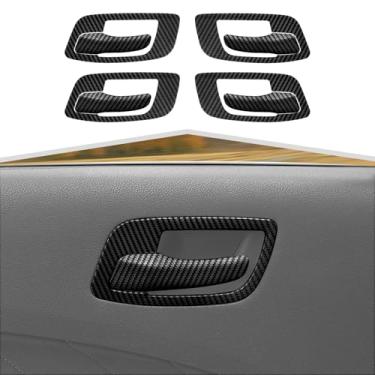 Imagem de Amayum Kit de tampa de tigela de maçaneta interna adequada para Dodge Charger 2011+/Chrysler 300C 2011+ Kit de acessórios interiores de decalque de maçaneta de porta interna, acabamento de fibra de