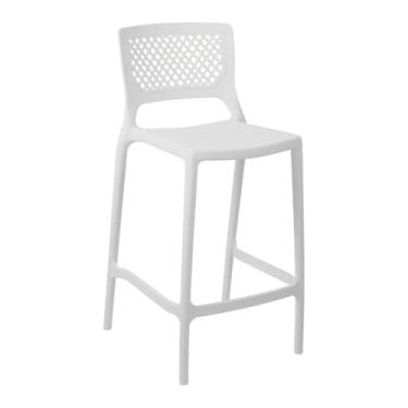 Imagem de Banqueta Alta para Cozinha Branca Empilhável Vênus em Polipropileno Acrilys