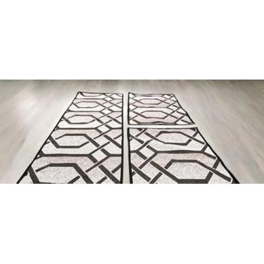 Imagem de Kit Tapete de Cozinha Antiderrapante 3 Peças – Passadeira + 2 Tapetes Jogo Decorativo Geométrico Lavável e Antialérgico (M 20 Hexagonal)