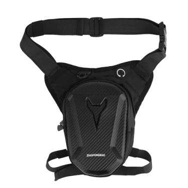 Imagem de Bolsa Perna Motocicleta, Pochete à Prova d'Água para Homens Mulheres com Alça Ombro Ajustável e Dois Compartimentos com Zíper Acessórios Ideais para Ciclismo Caminhada e Viagem (Preto)