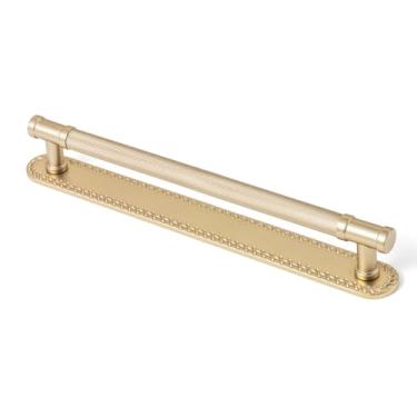 Imagem de Goo-Ki Puxadores de armário de bronze champanhe com placa traseira ou espaçador, ferragens de cozinha de liga de zinco - pacote com 2 puxadores de gaveta de orifício único/barra de parafuso