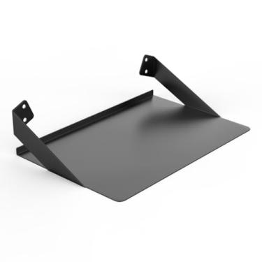 Imagem de SIUUNEI Prateleira flutuante de metal para pendurar na parede, suporte adesivo de parede para vaso de plantas, alto-falante, câmera de segurança, figuras no escritório e em casa, preto 30 x 20 cm