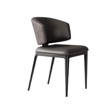 Imagem de Cadeira de jantar ergonômica com espuma de alta densidade e pernas de aço carbono (almofada de assento preta encosto preto)