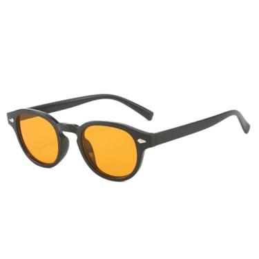 Imagem de Óculos de Sol Oval Masculino com Rebites, Lentes Transparentes com Degradê Oceano, Proteção UV400, Ideal para Esportes ao Ar Livre, Corrida e Ciclismo, Preto e Laranja