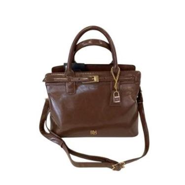 Imagem de Bolsa Feminina Rafitthy Com Repartiçoes Alça Transversal e Detalhes Dourados-Feminino