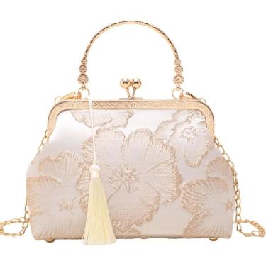 Imagem de Bolsa De Noite Bordada Vintage Feminina Bordada, Bolsa De Ombro Cruzada Cheongsam Para Festa De Casamento, Khaki